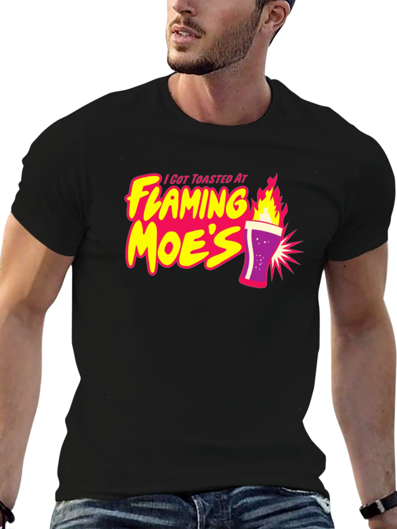 Camiseta Negra con Diseño Flaming Moes