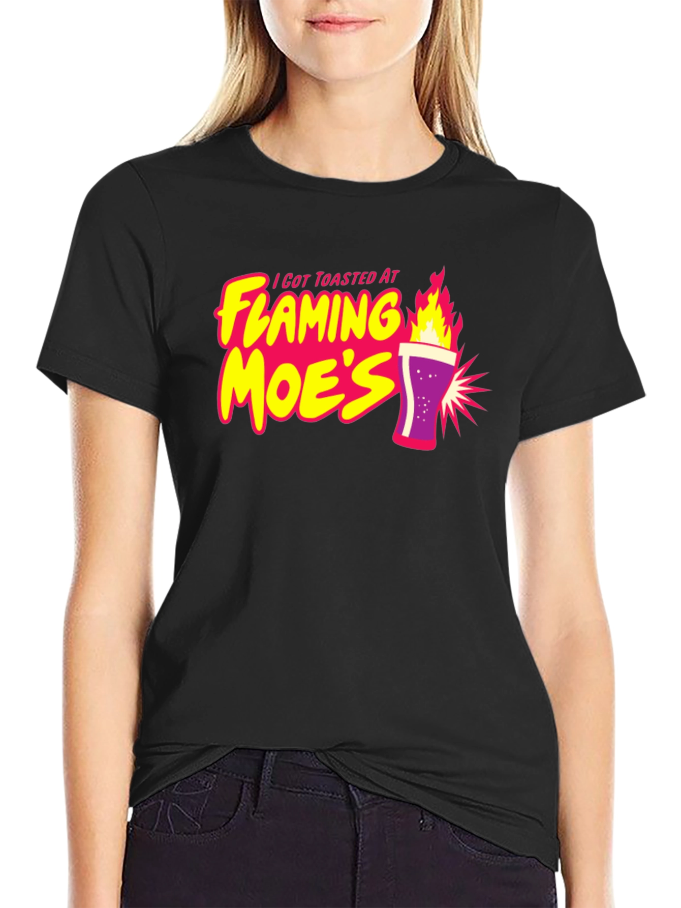 Camiseta Negra con Diseño Flaming Moes
