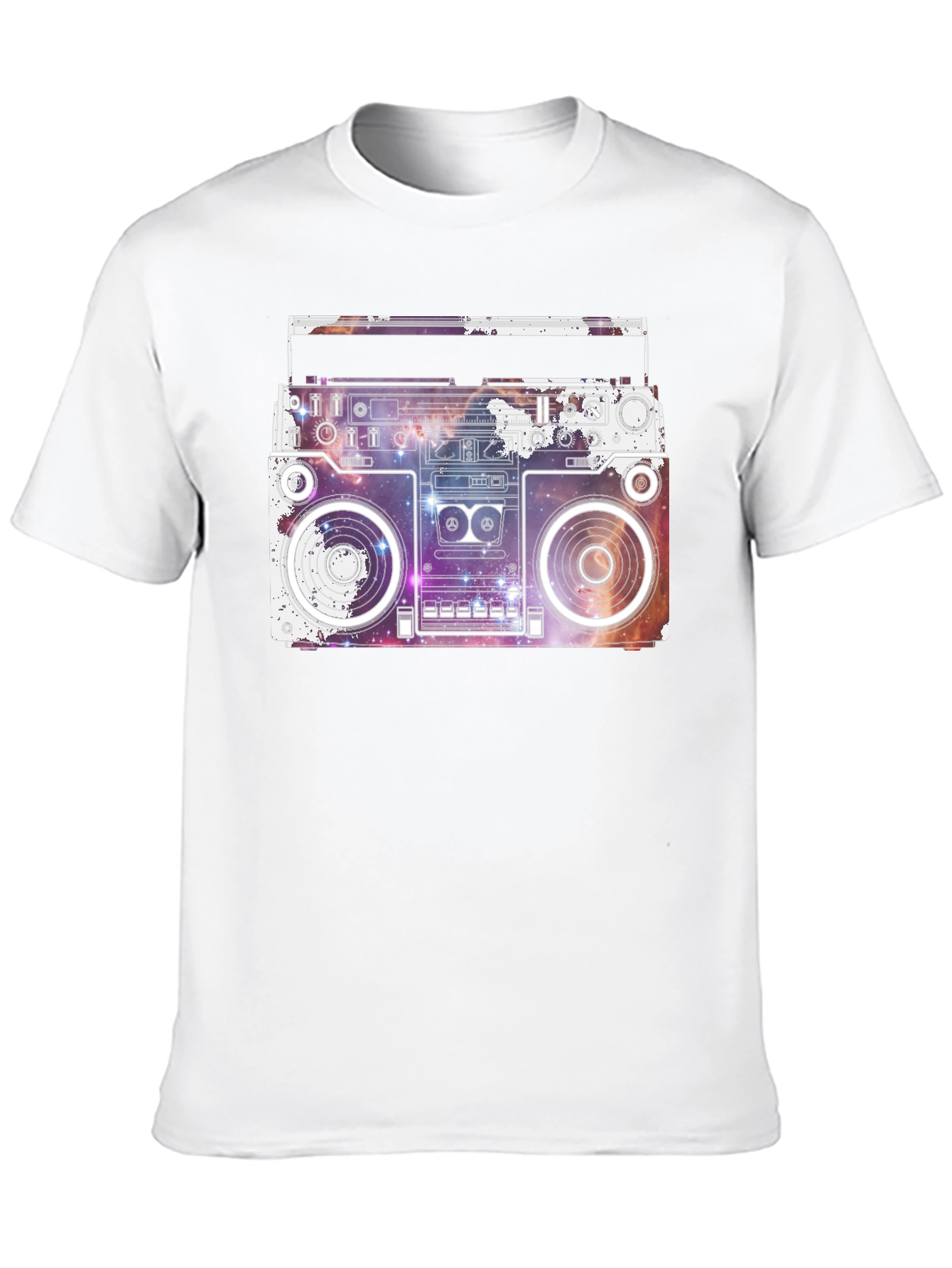 Camiseta Negra con Diseño Retro Espacial
