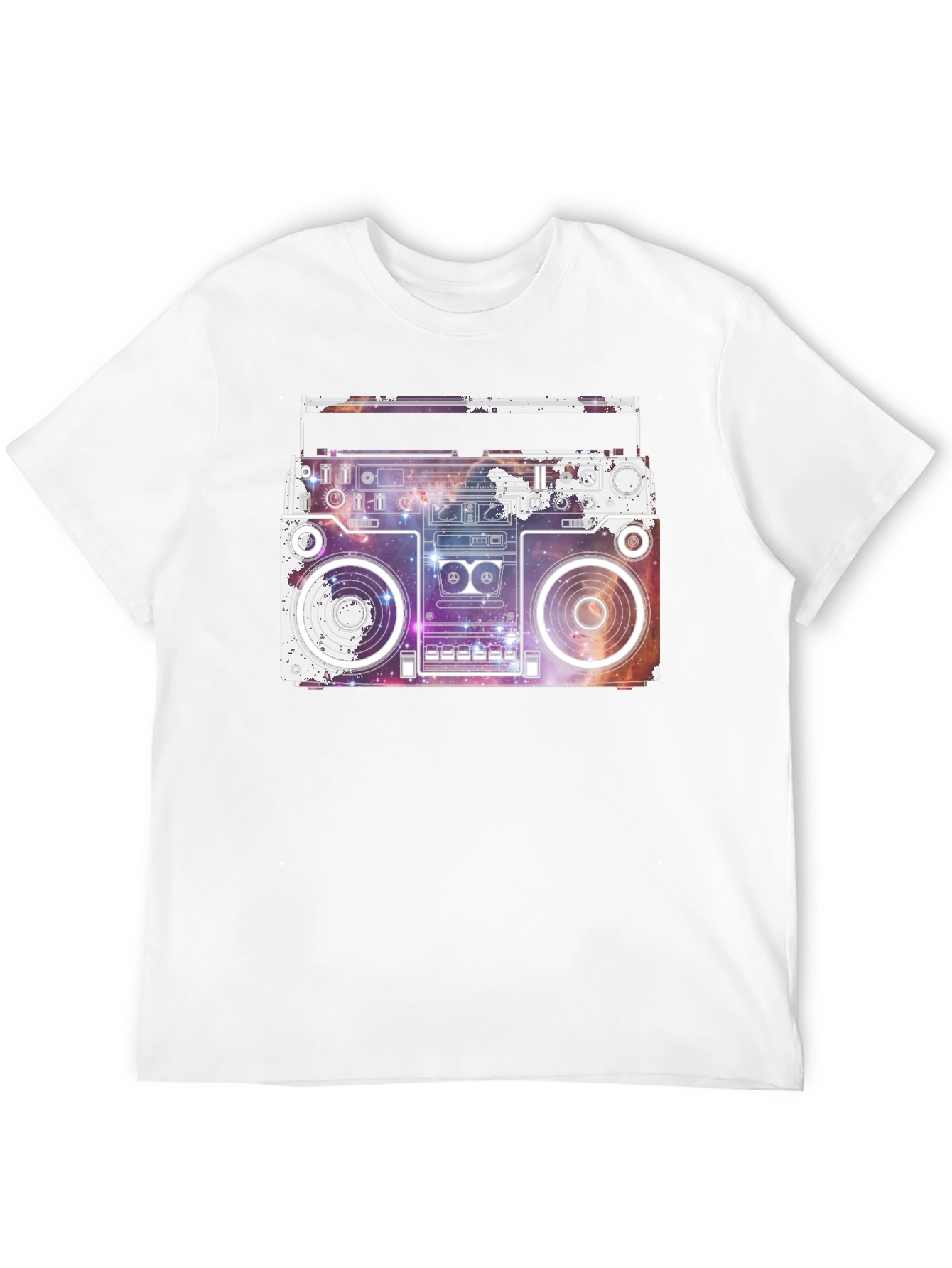 Camiseta Negra con Diseño Retro Espacial