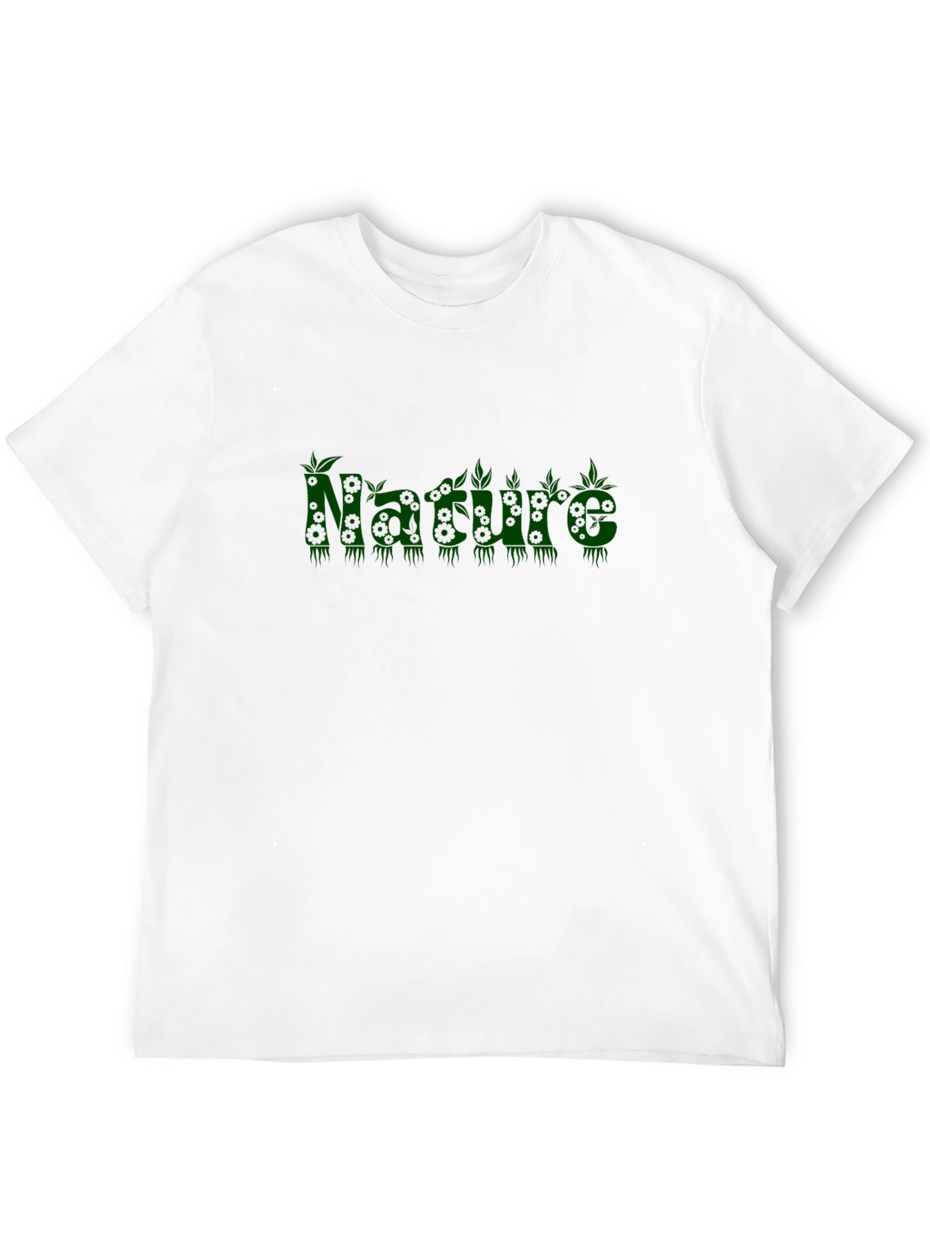 Camiseta Negra Naturaleza con Diseño Botánico Verde