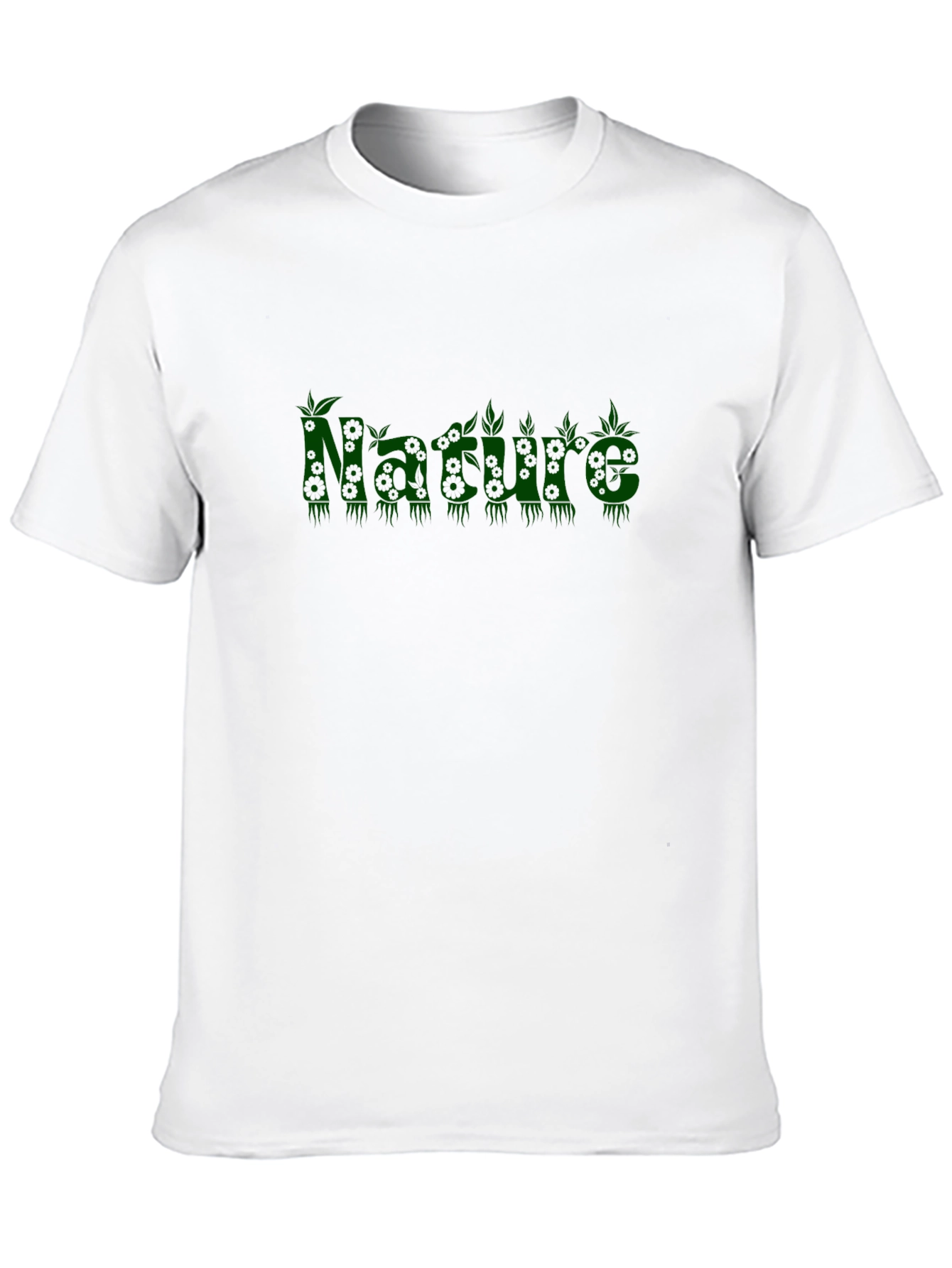Camiseta Negra Naturaleza con Diseño Botánico Verde