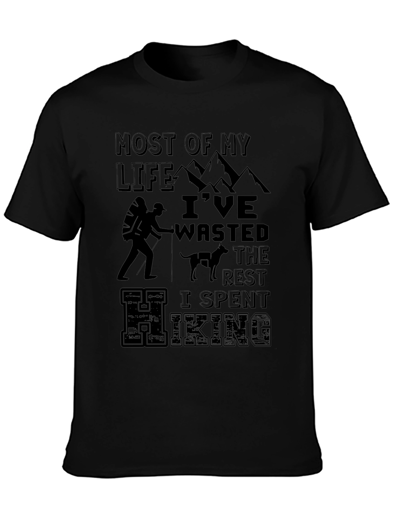 Camiseta Negra Hiking para Aventura al Aire Libre