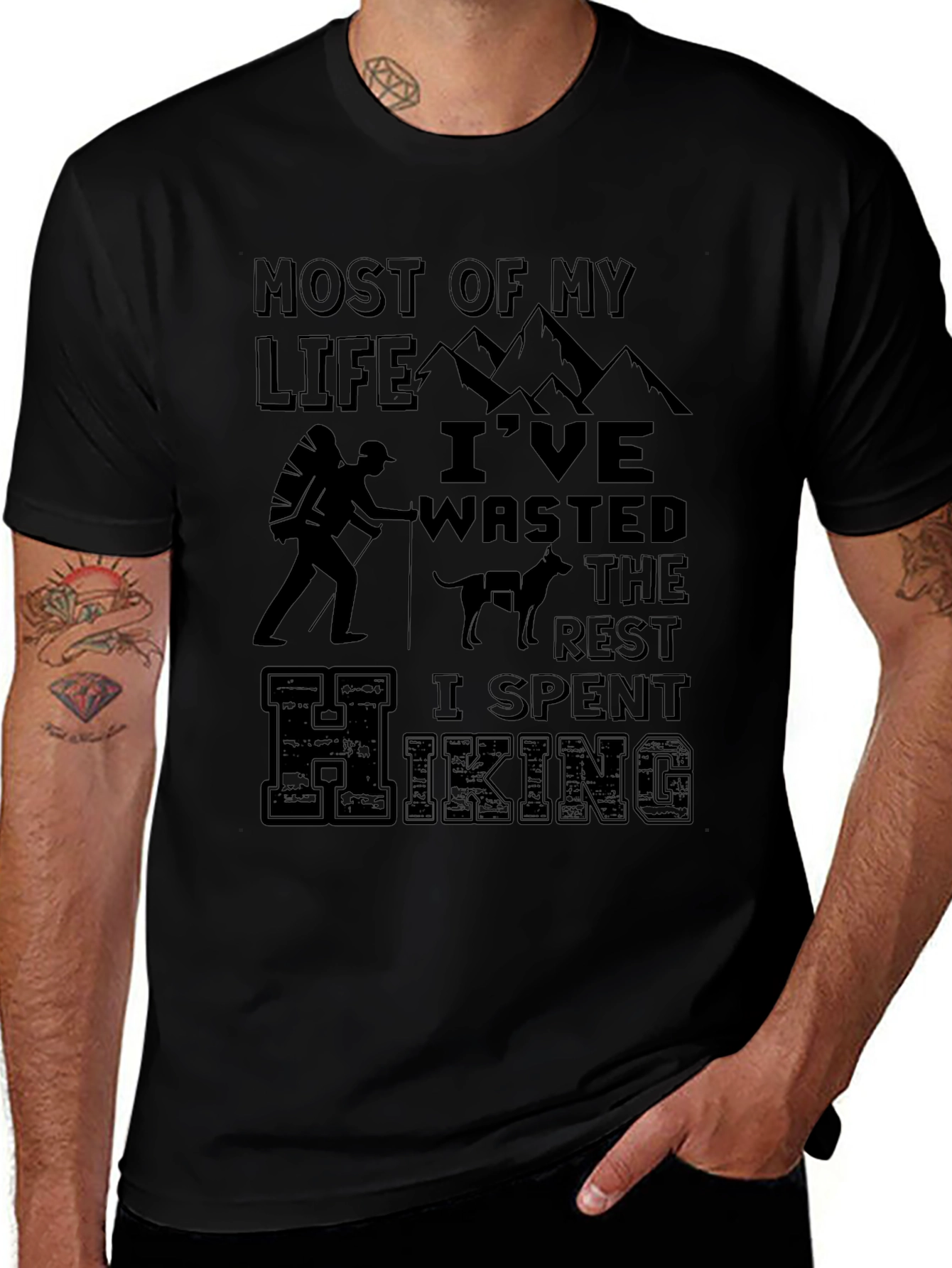 Camiseta Negra Hiking para Aventura al Aire Libre