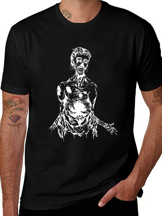 Camiseta Negra con Diseño Artístico Esquelético