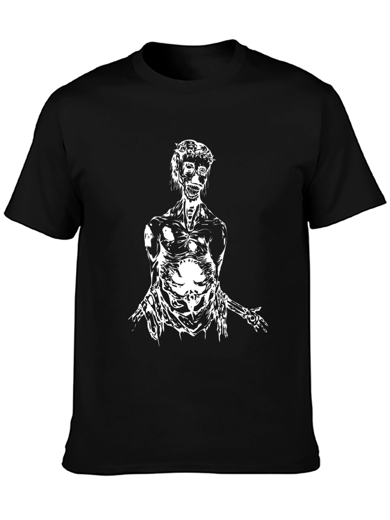 Camiseta Negra con Diseño Artístico Esquelético