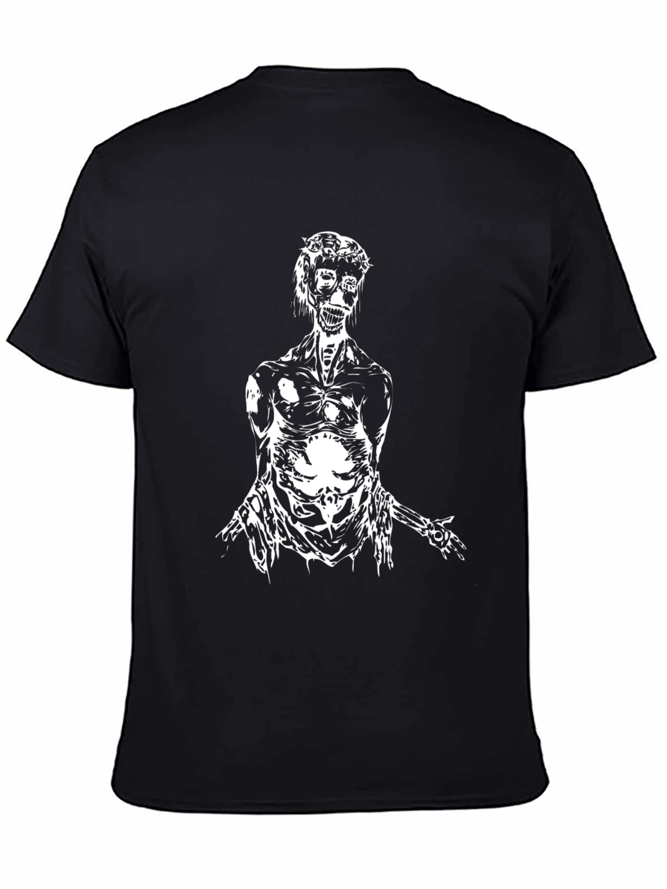 Camiseta Negra con Diseño Artístico Esquelético