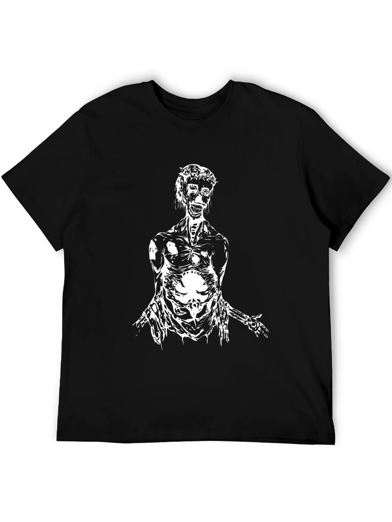 Camiseta Negra con Diseño Artístico Esquelético