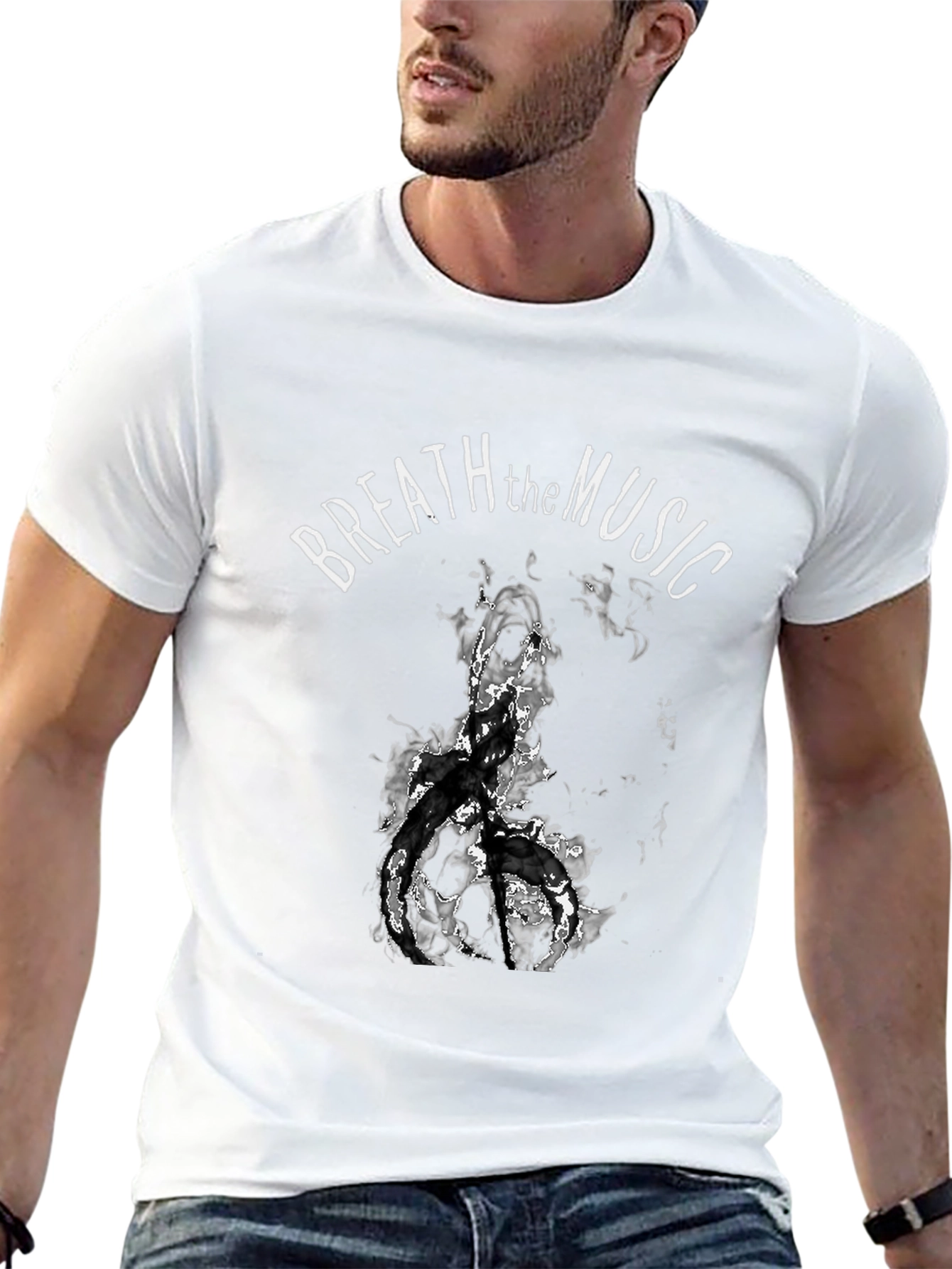 Camiseta Negra con Diseño Breath the Music