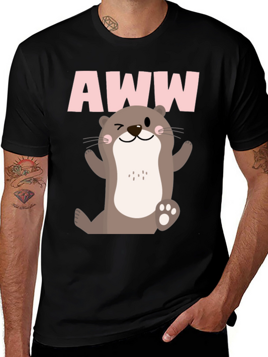 Camiseta Negra Estampado Nutria AWW para Hombre