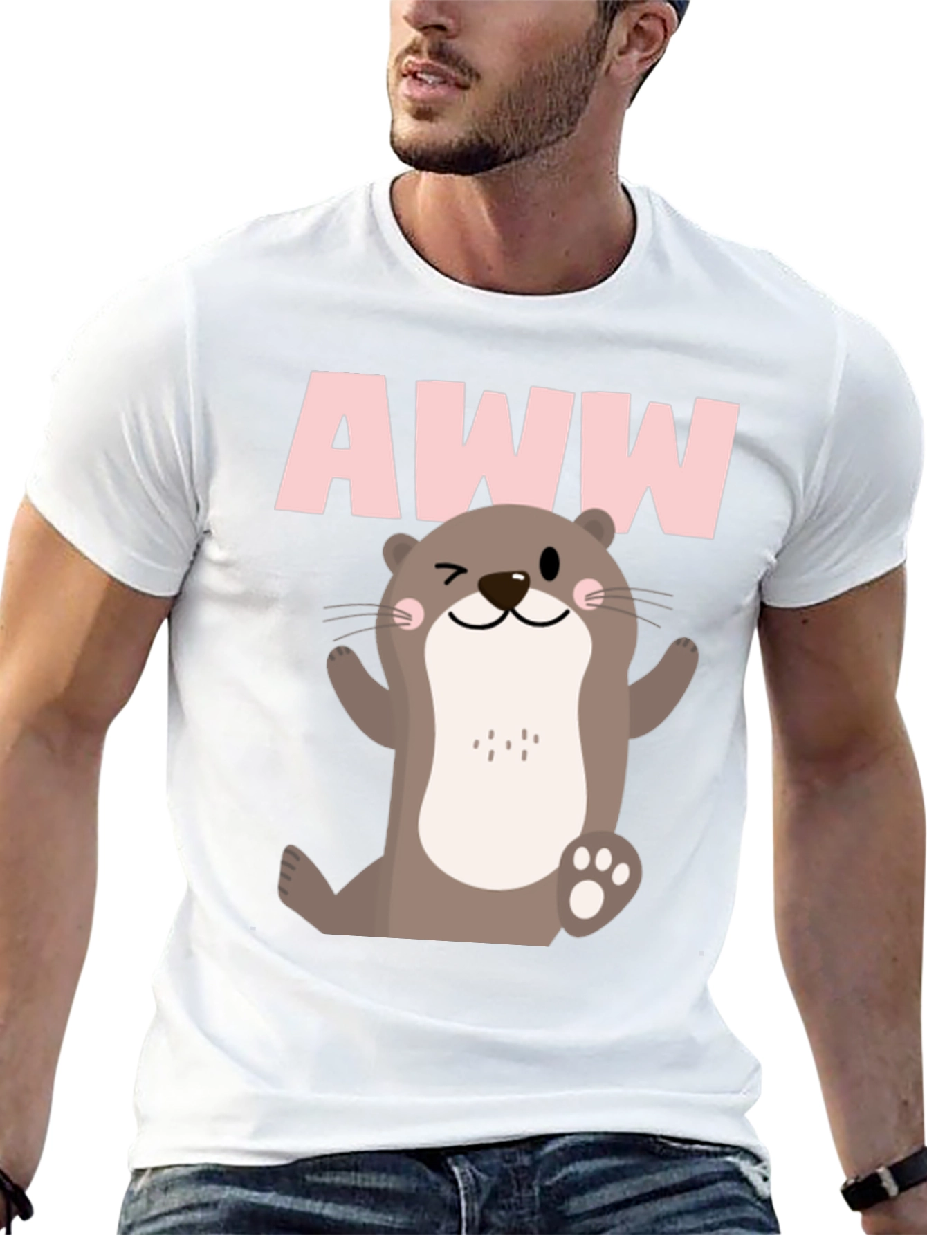 Camiseta Negra Estampado Nutria AWW para Hombre