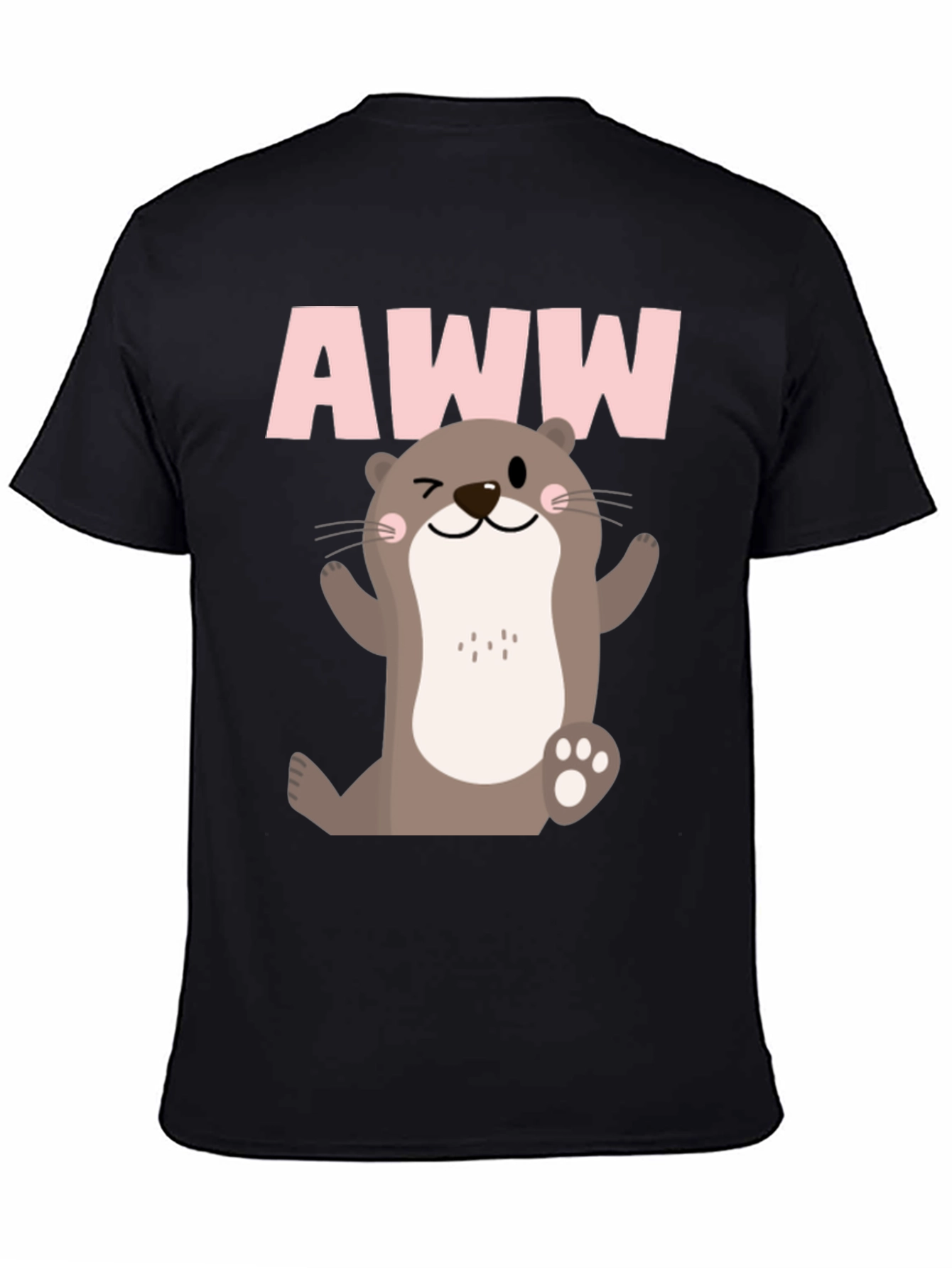 Camiseta Negra Estampado Nutria AWW para Hombre