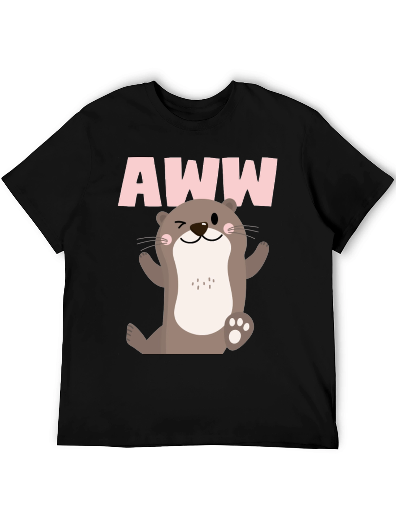 Camiseta Negra Estampado Nutria AWW para Hombre
