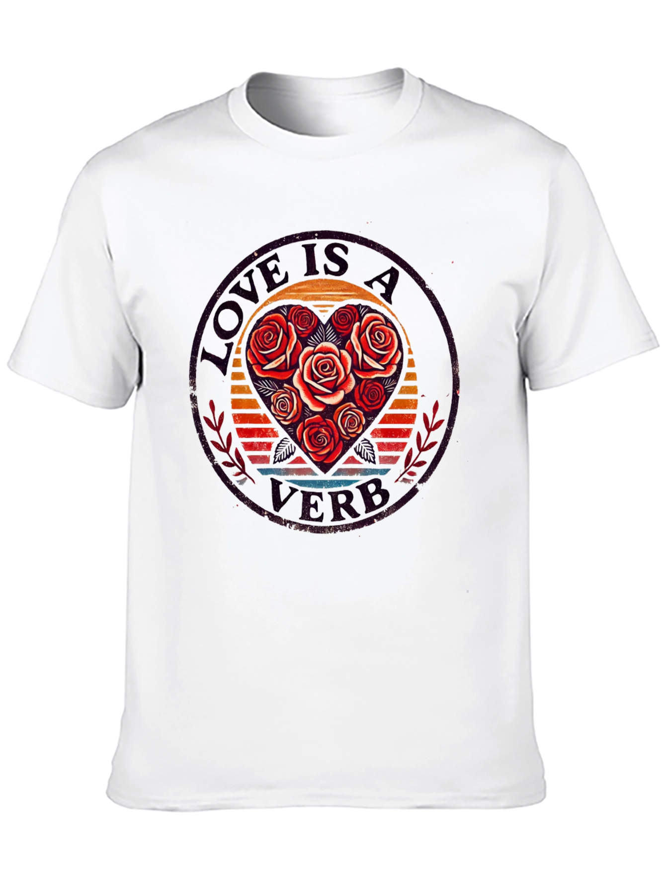 Camiseta Negra con Diseño de Rosas y Amor
