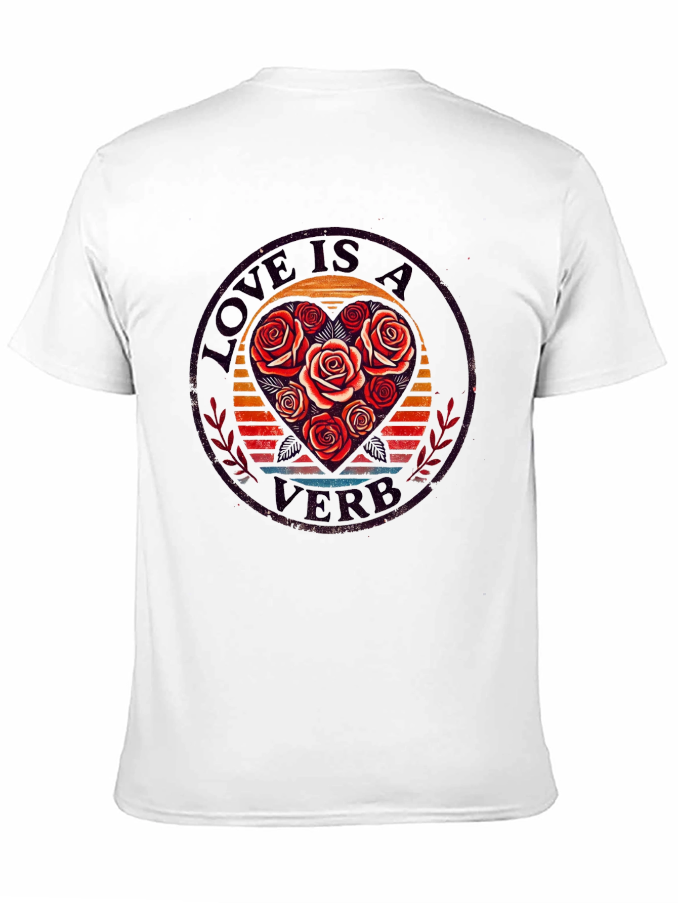 Camiseta Negra con Diseño de Rosas y Amor
