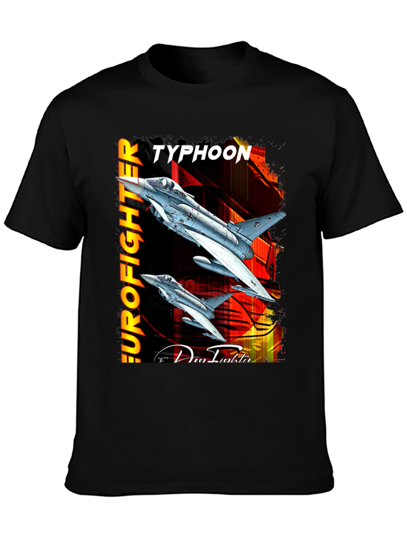 Camiseta Negra Eurofighter Typhoon Diseño Aviación