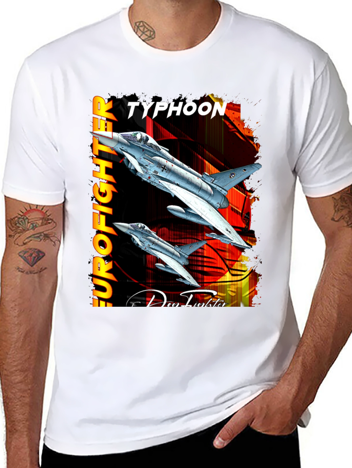 Camiseta Negra Eurofighter Typhoon Diseño Aviación