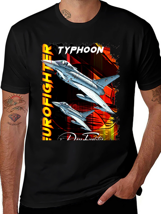 Camiseta Negra Eurofighter Typhoon Diseño Aviación