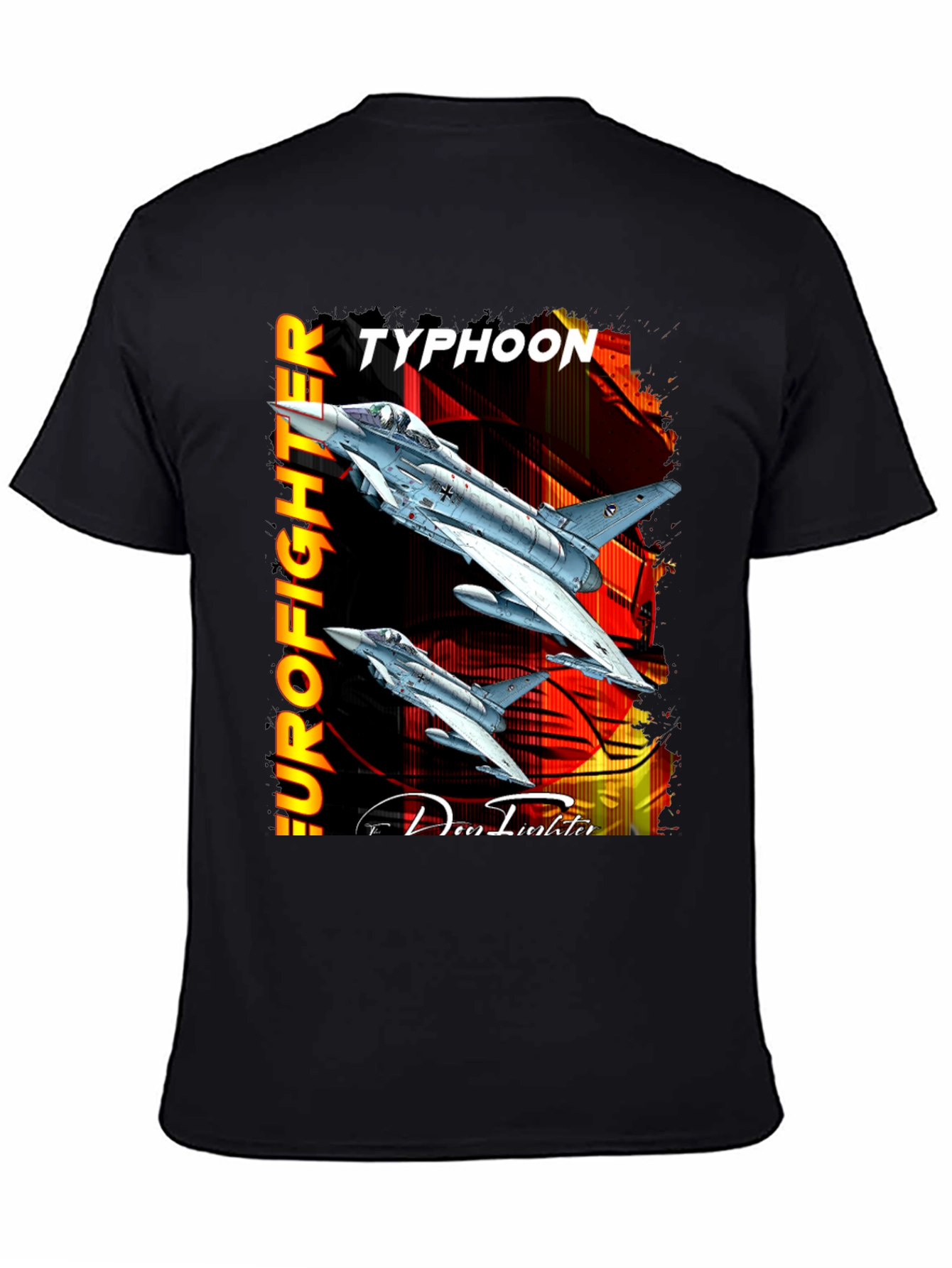 Camiseta Negra Eurofighter Typhoon Diseño Aviación