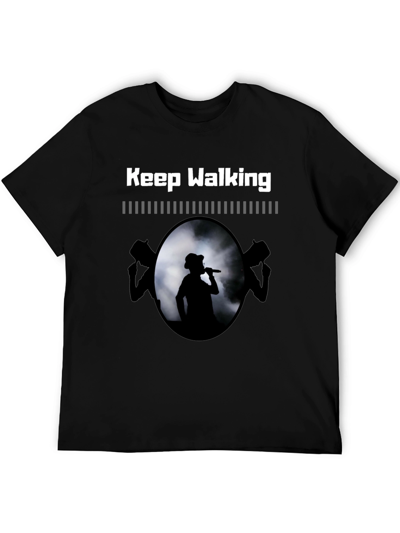 Camiseta Negra Keep Walking con Diseño de Concierto