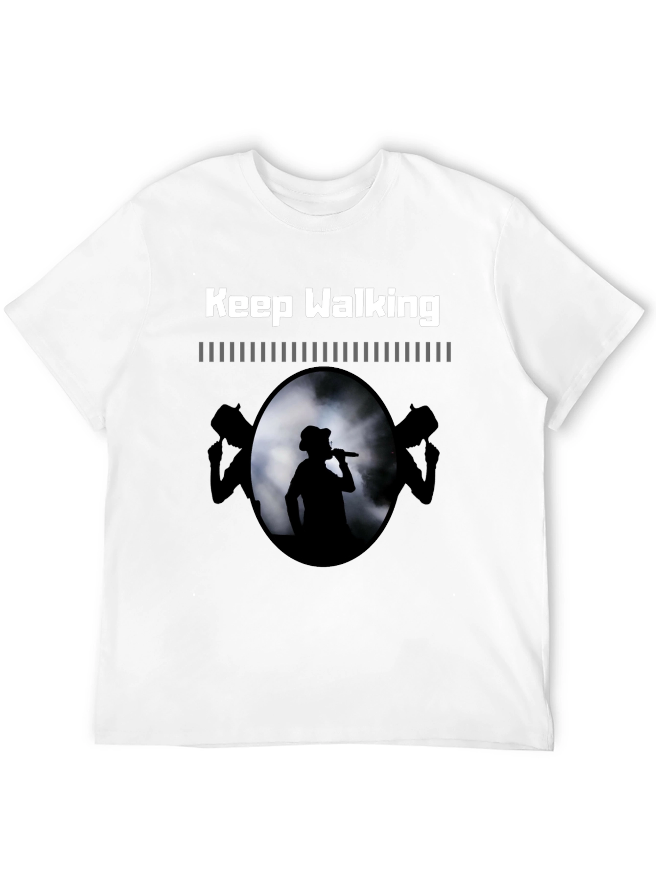 Camiseta Negra Keep Walking con Diseño de Concierto