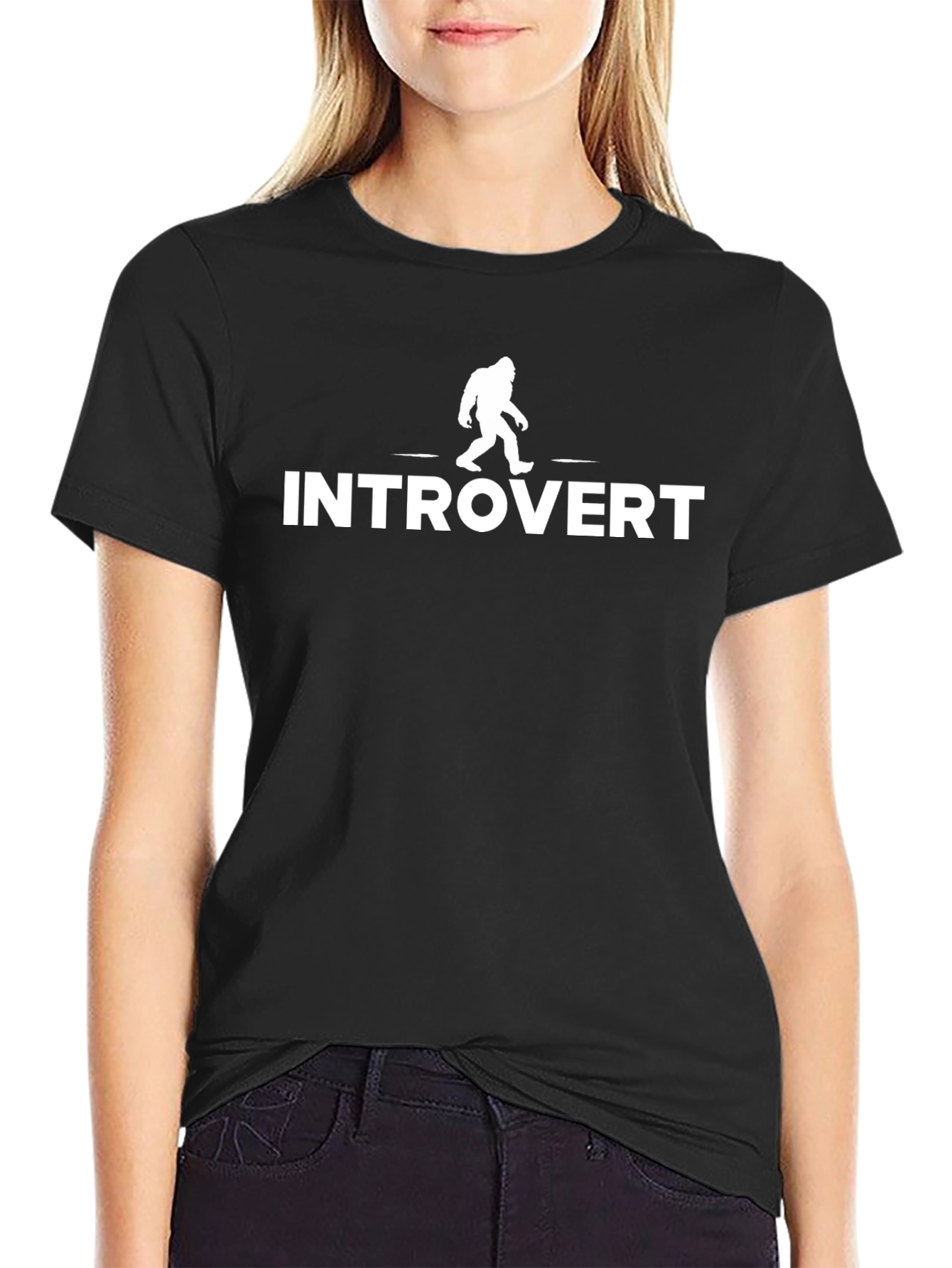 Camiseta Negra Introvertido Diseño Divertido