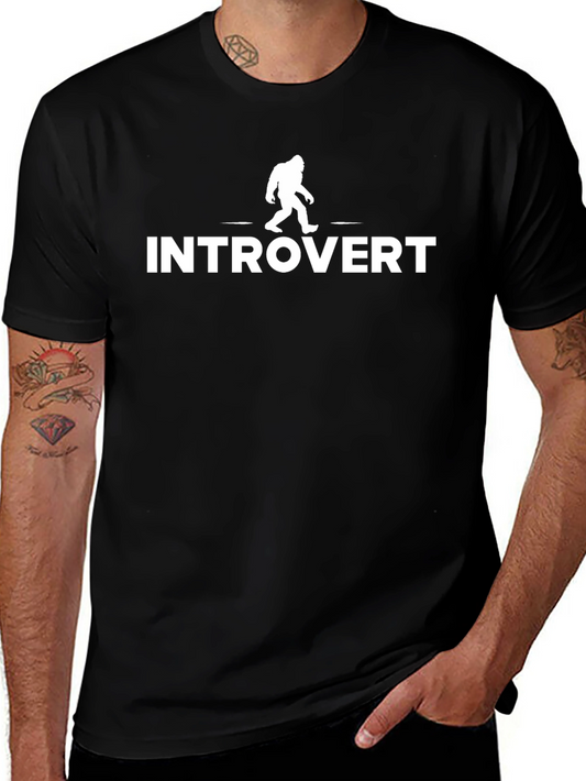 Camiseta Negra Introvertido Diseño Divertido