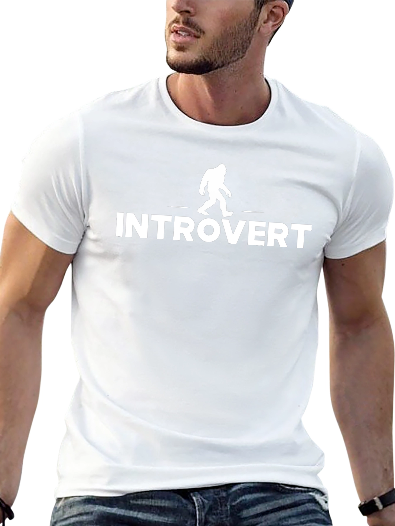 Camiseta Negra Introvertido Diseño Divertido