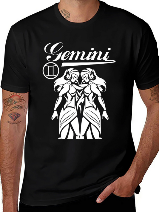 Camiseta Negra Géminis - Diseño Astrológico Unisex