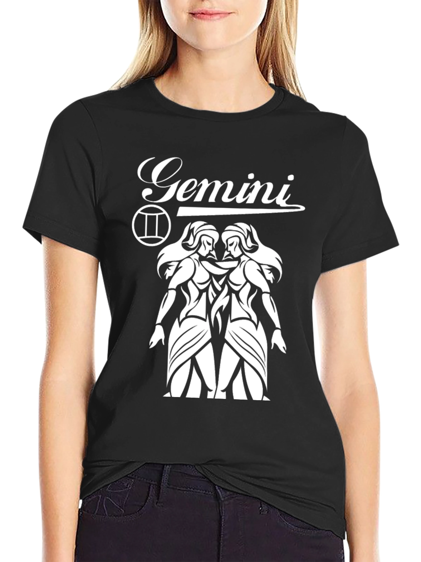 Camiseta Negra Géminis - Diseño Astrológico Unisex