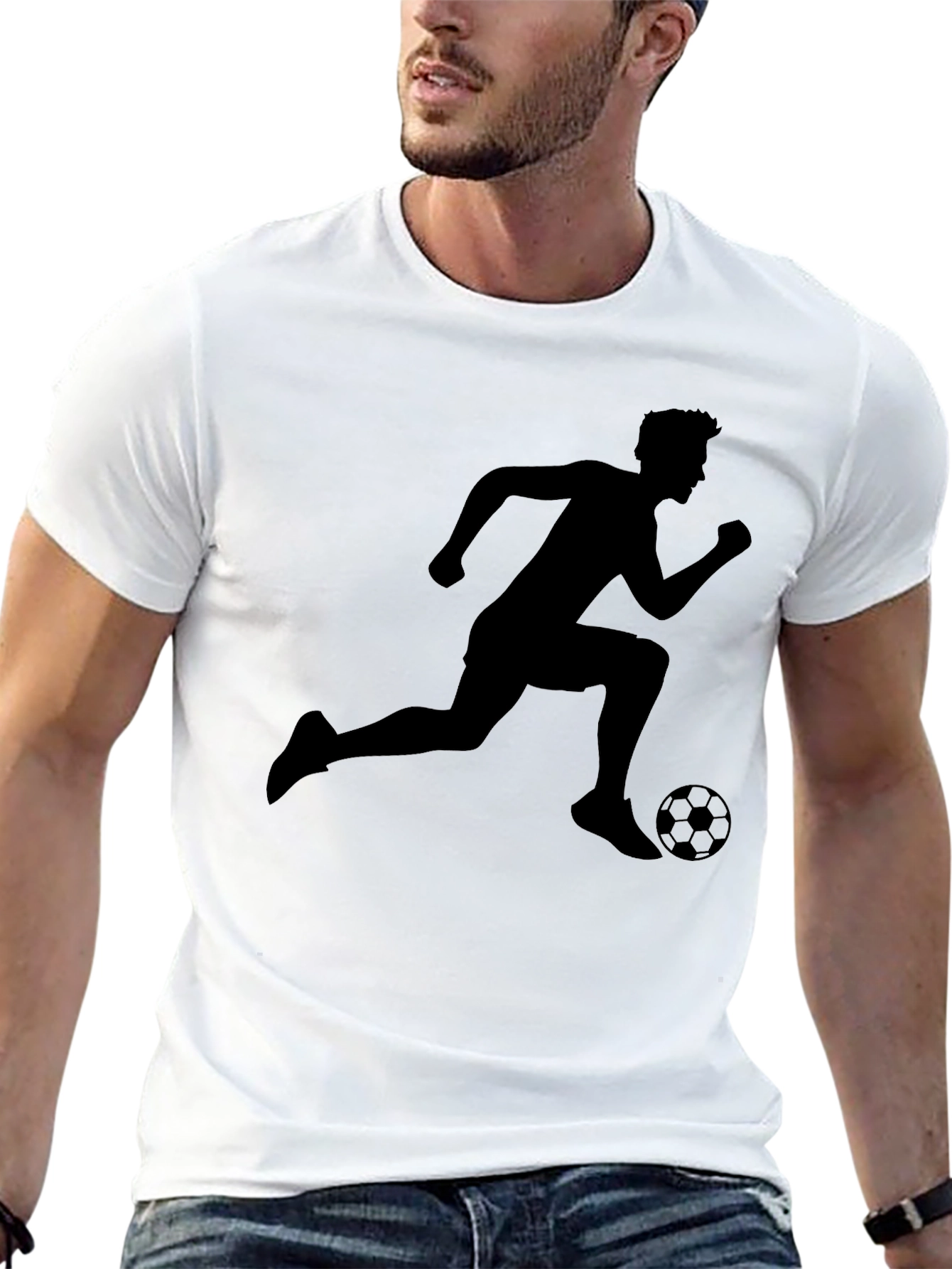 Camiseta Negra Deportiva Fútbol Hombre