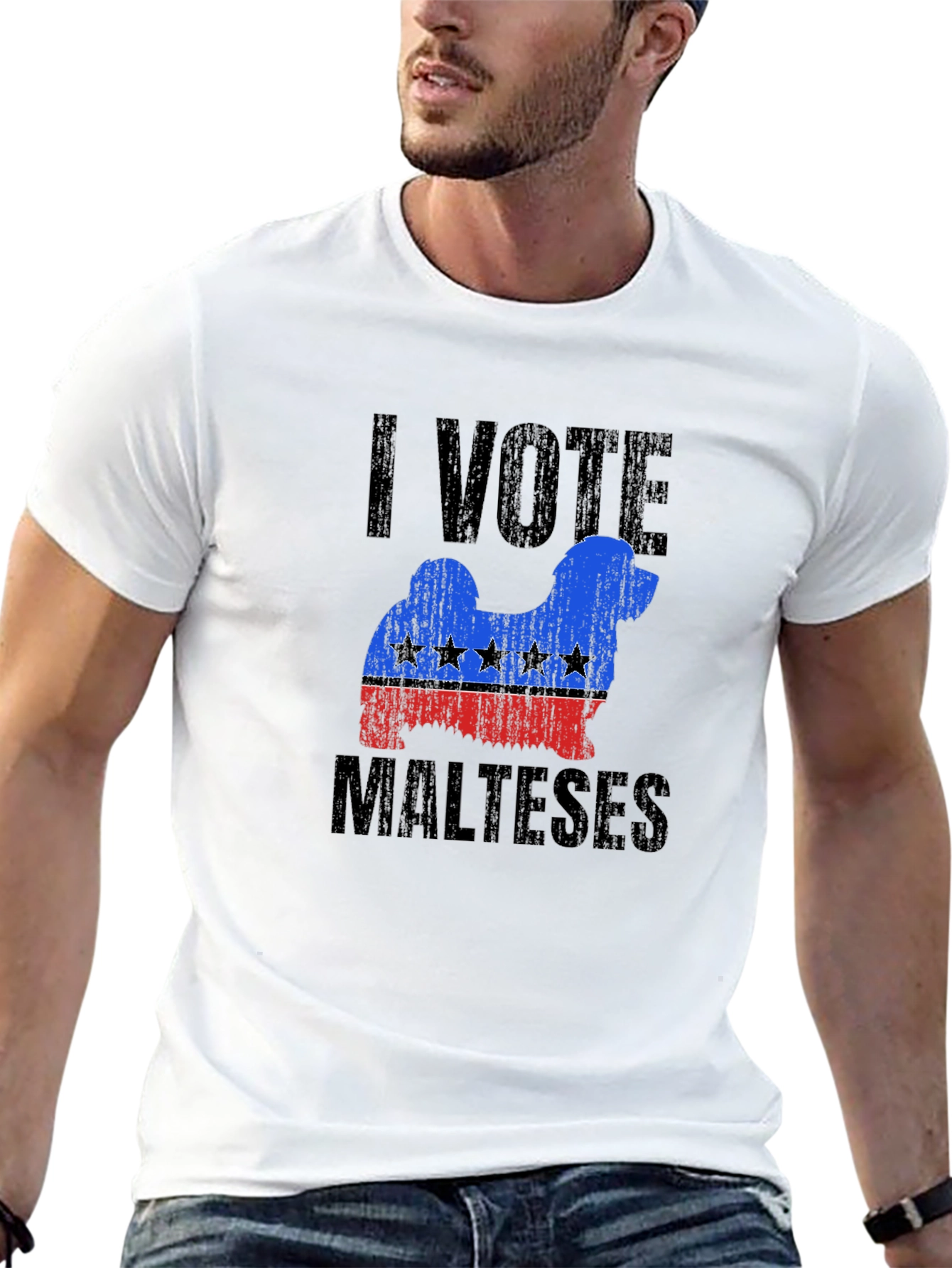 Camiseta Yo Voto Maltés - Diseño Patriótico Canino