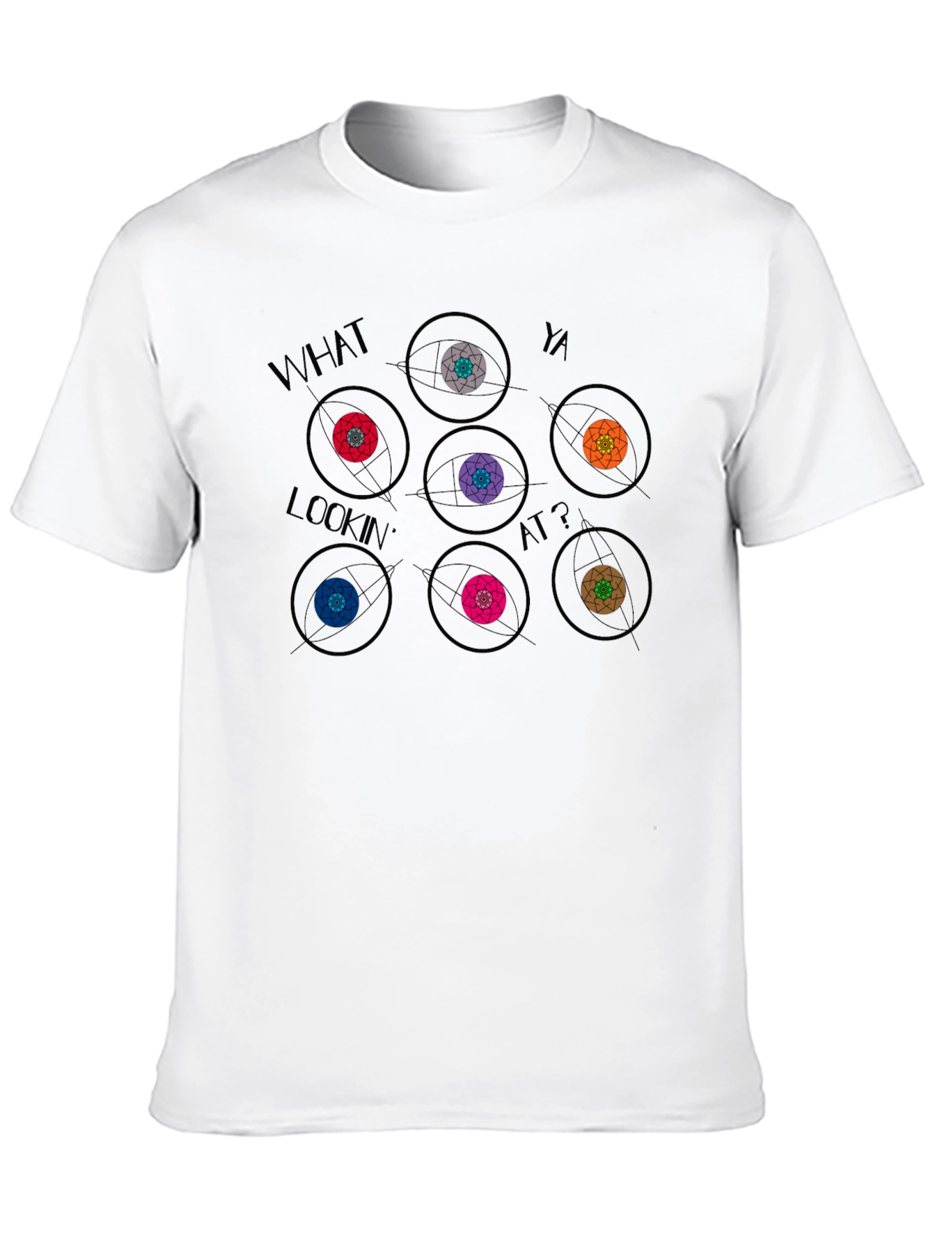 Camiseta Negra con Diseño Gráfico de Ojos
