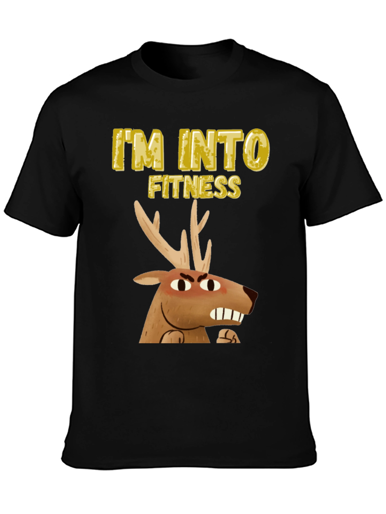 Camiseta Negra Estoy en Forma con Ciervo enojado