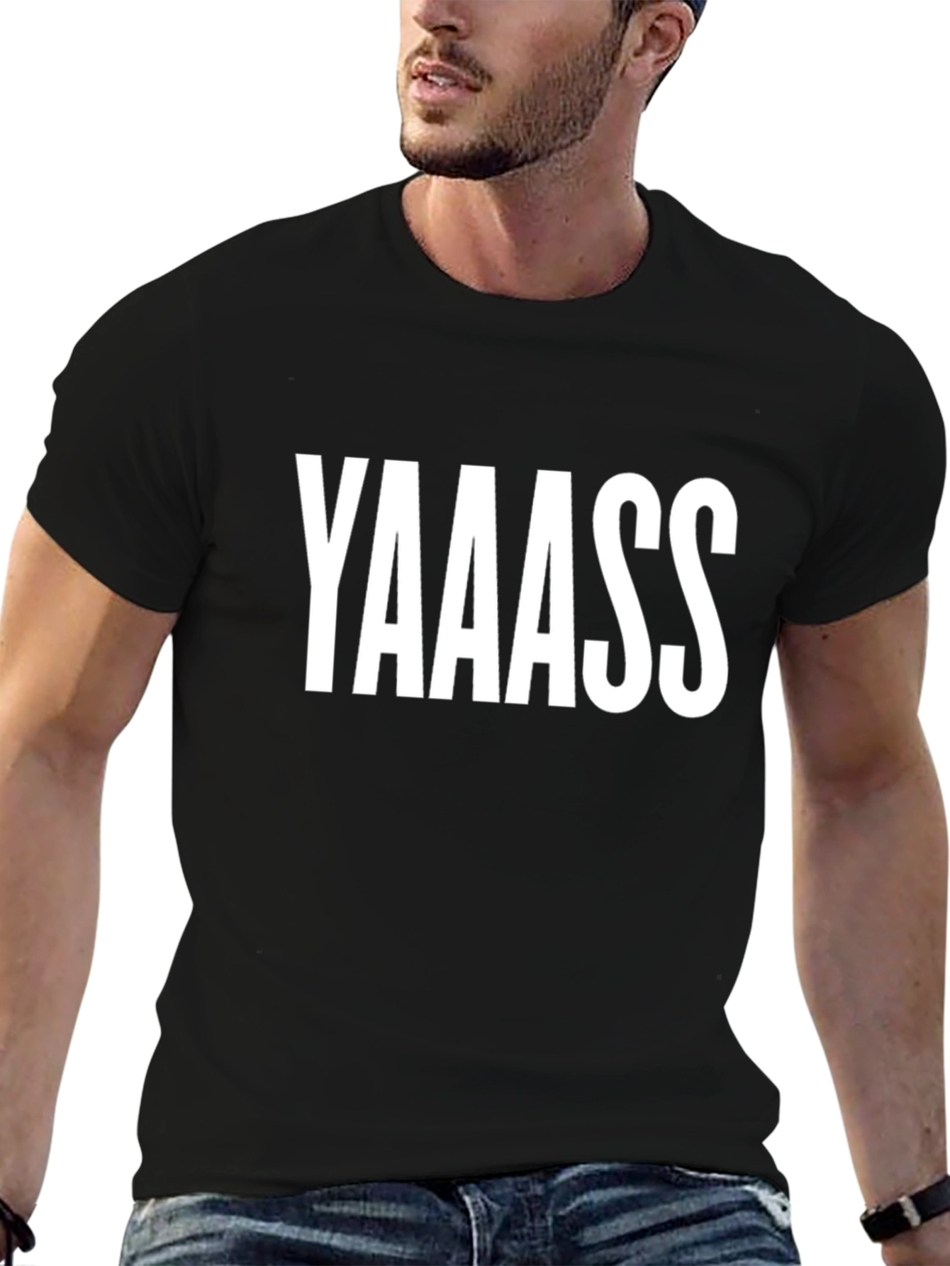 Camiseta Negra con Estampado YAAASS