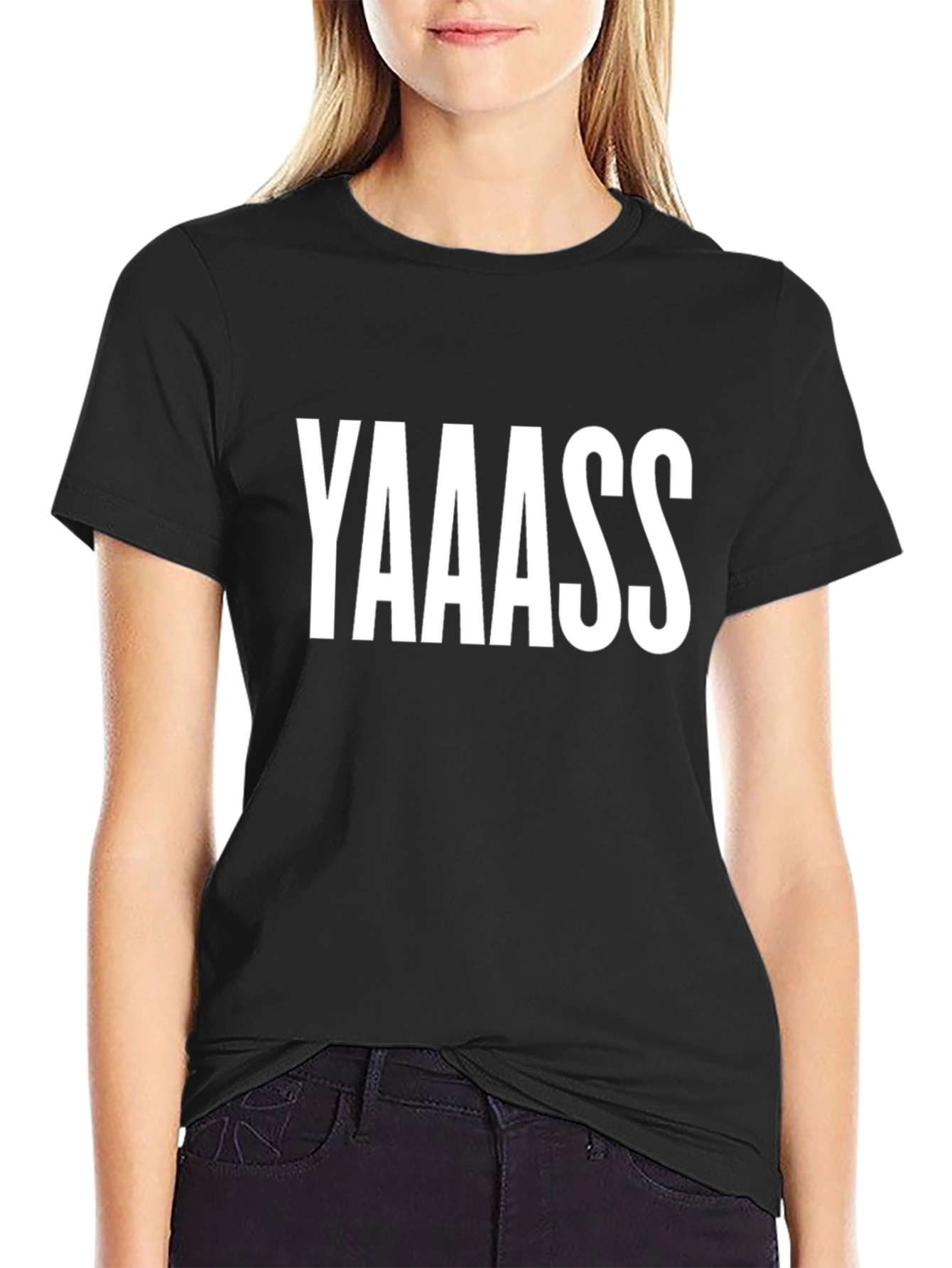 Camiseta Negra con Estampado YAAASS