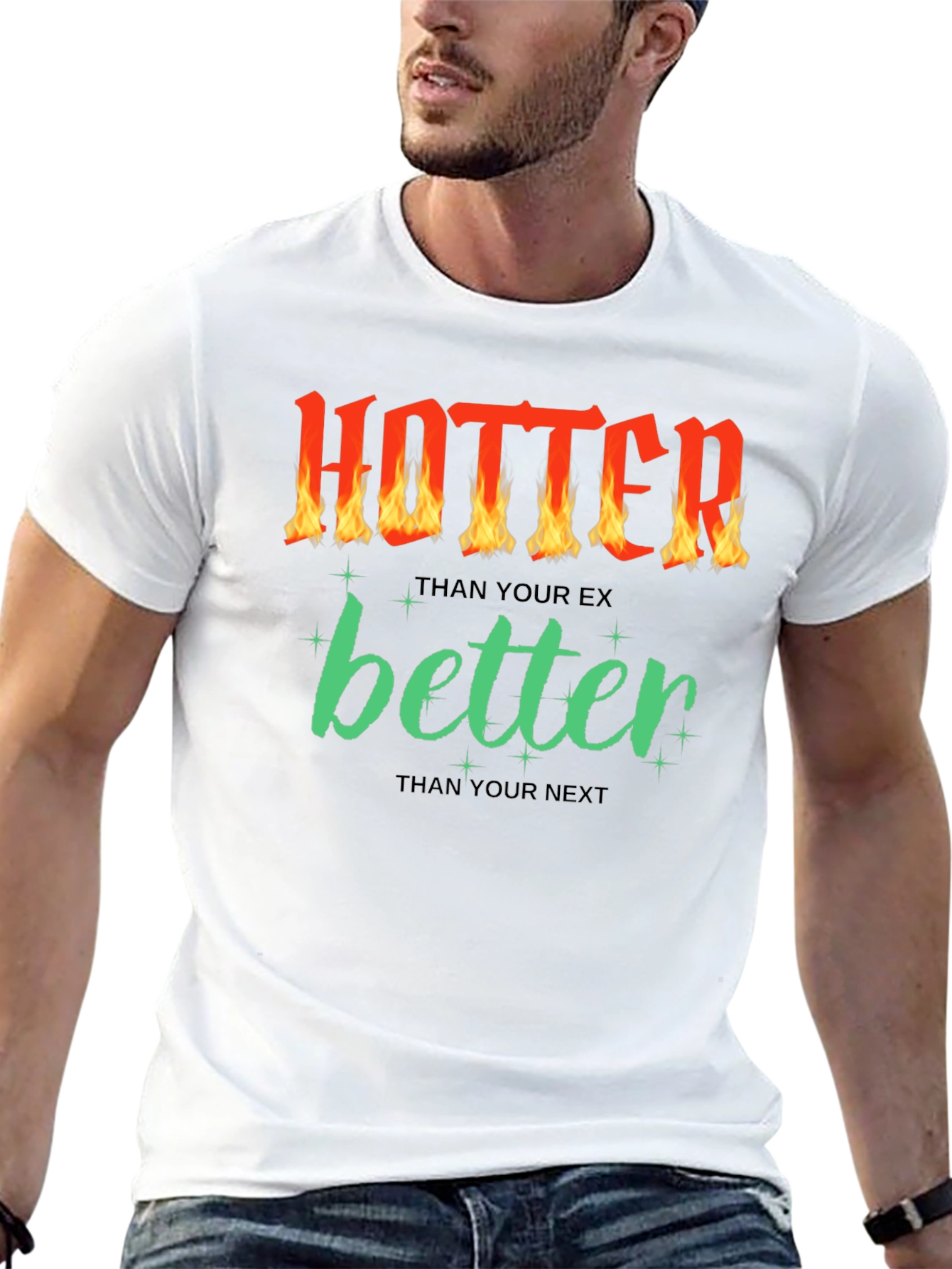 Camiseta Negra con Diseño Divertido Hotter Better