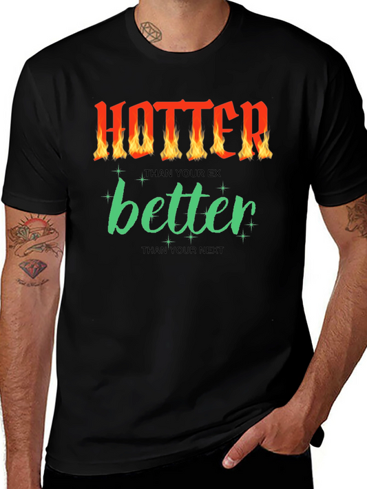 Camiseta Negra con Diseño Divertido Hotter Better