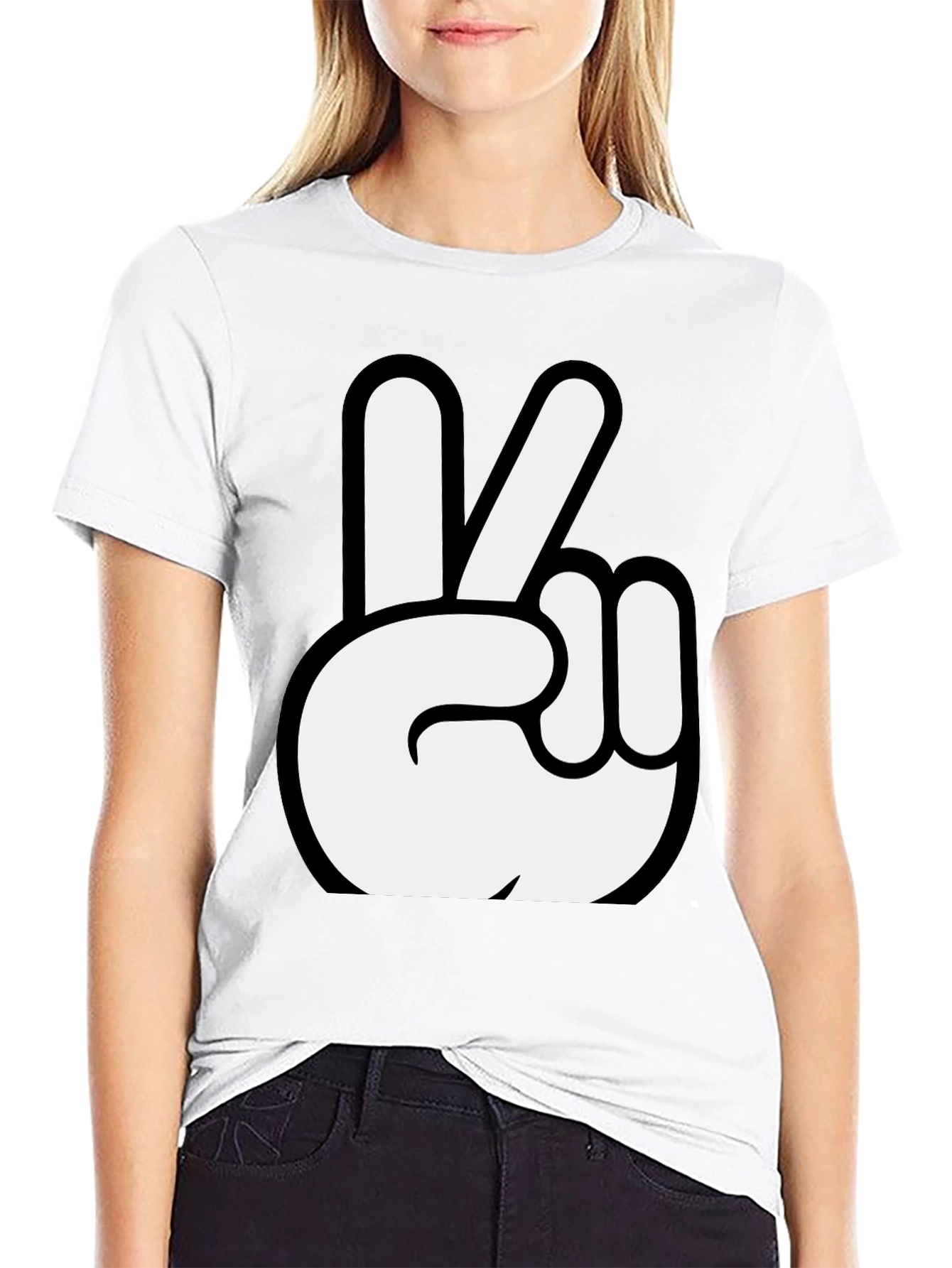 Camiseta Negra con Mano de la Paz