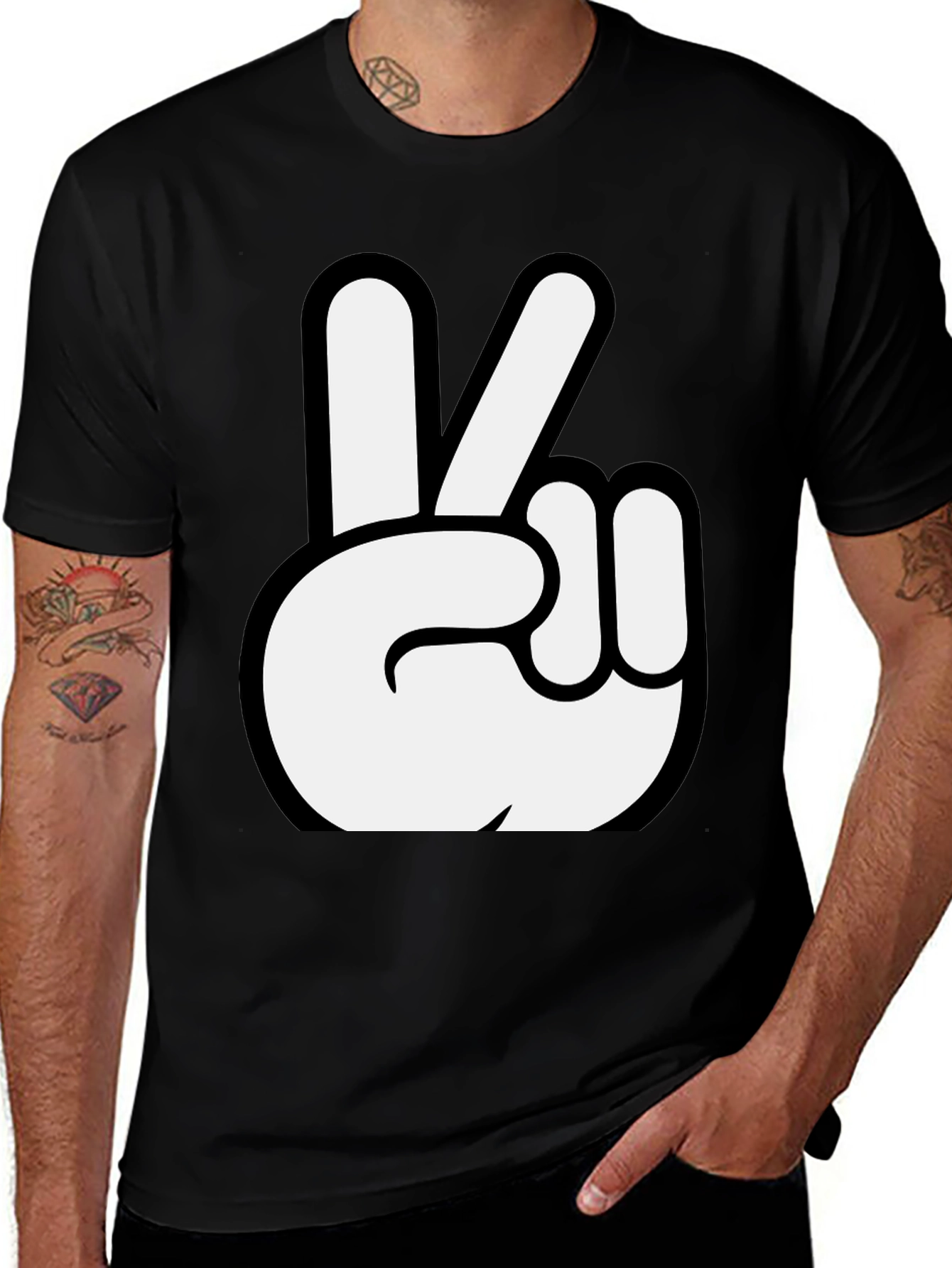 Camiseta Negra con Mano de la Paz