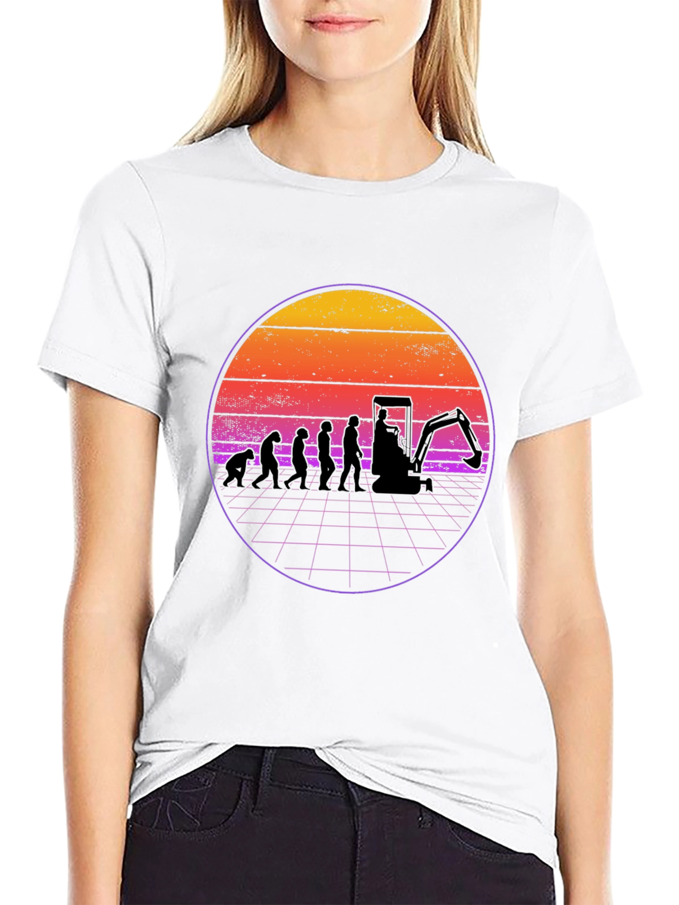 Camiseta Negra Evolución Excavadora Retro