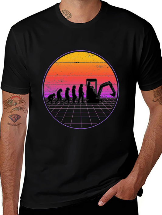 Camiseta Negra Evolución Excavadora Retro