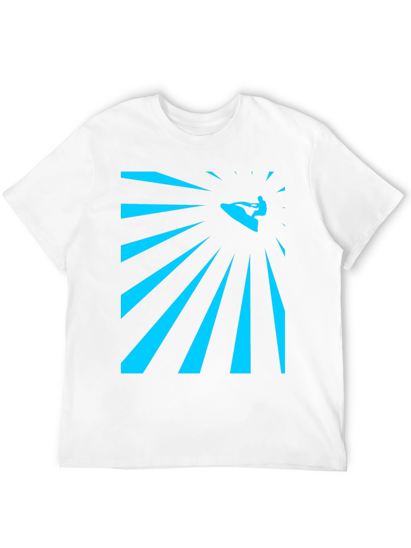 Camiseta Negra Estampada Surfista Rayos Azules