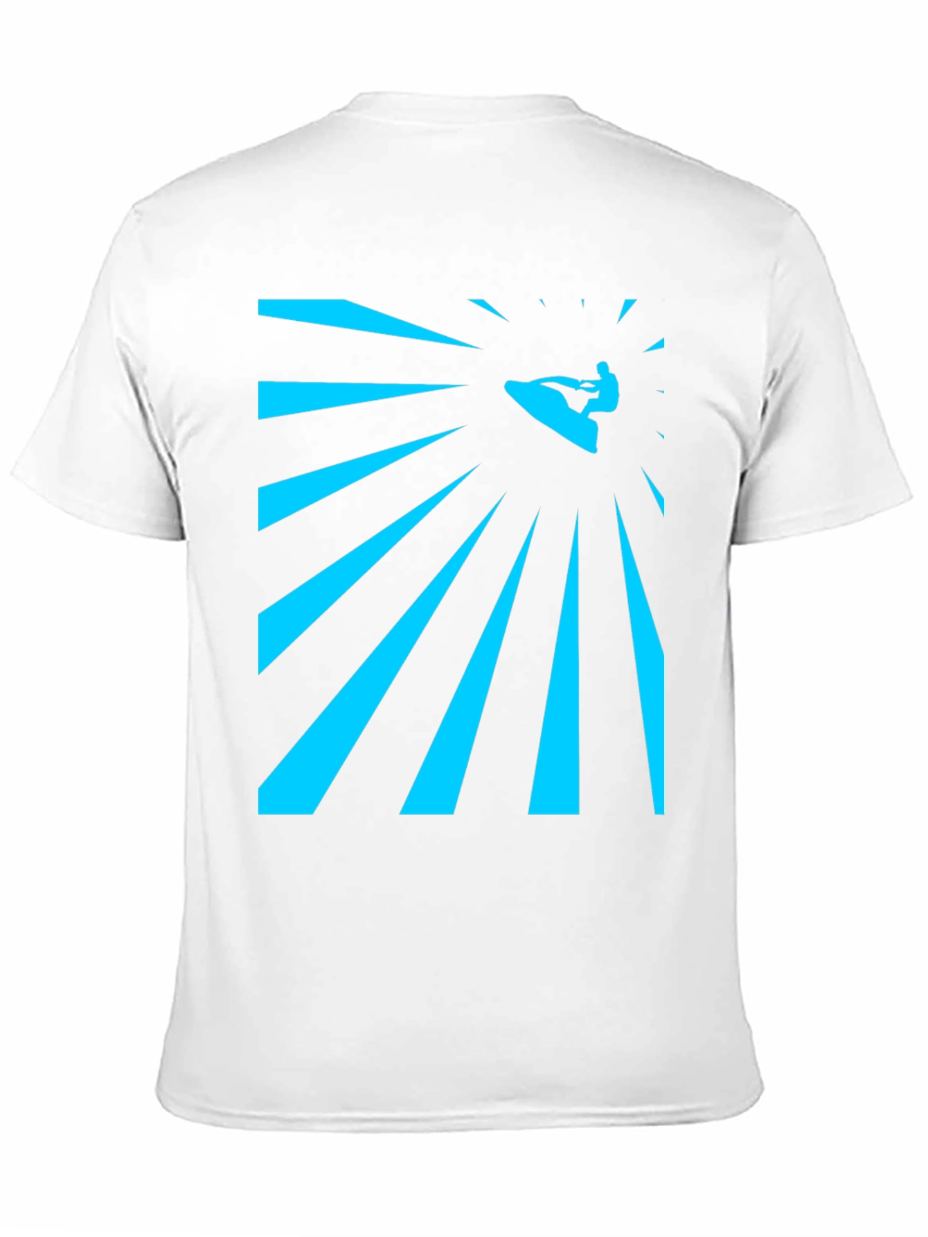 Camiseta Negra Estampada Surfista Rayos Azules