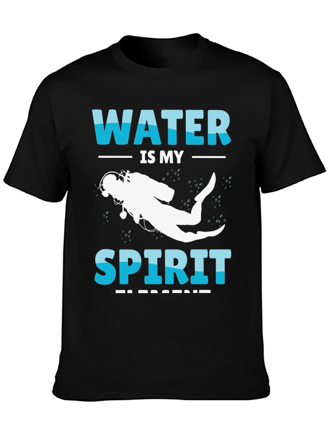 Camiseta Negra Buceo: Agua es mi Espíritu