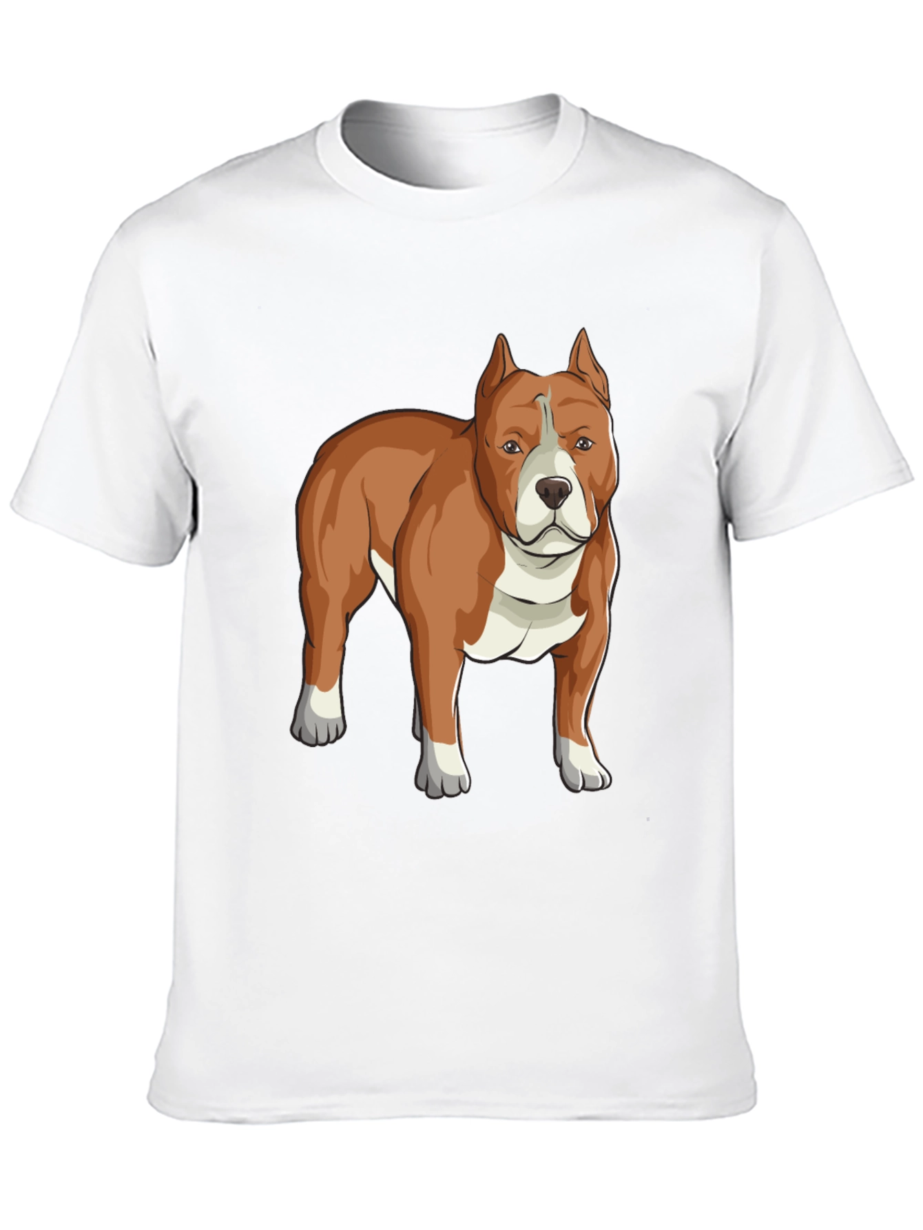 Camiseta Negra con Diseño de Perro Pitbull Marrón