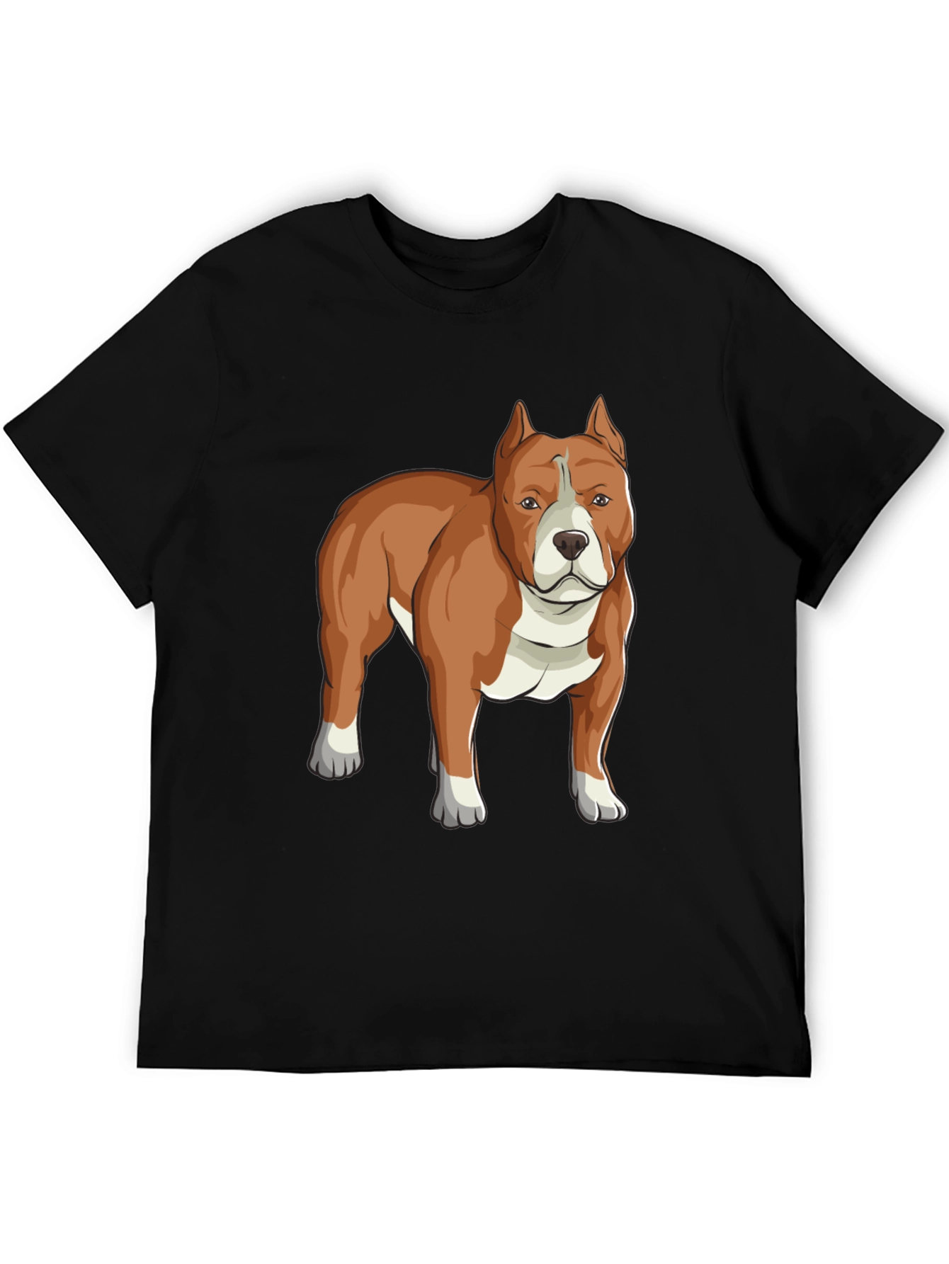 Camiseta Negra con Diseño de Perro Pitbull Marrón