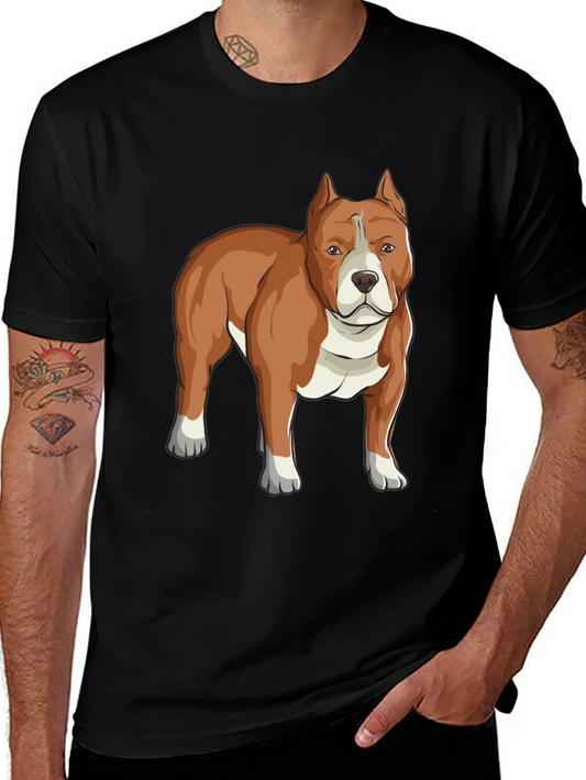 Camiseta Negra con Diseño de Perro Pitbull Marrón