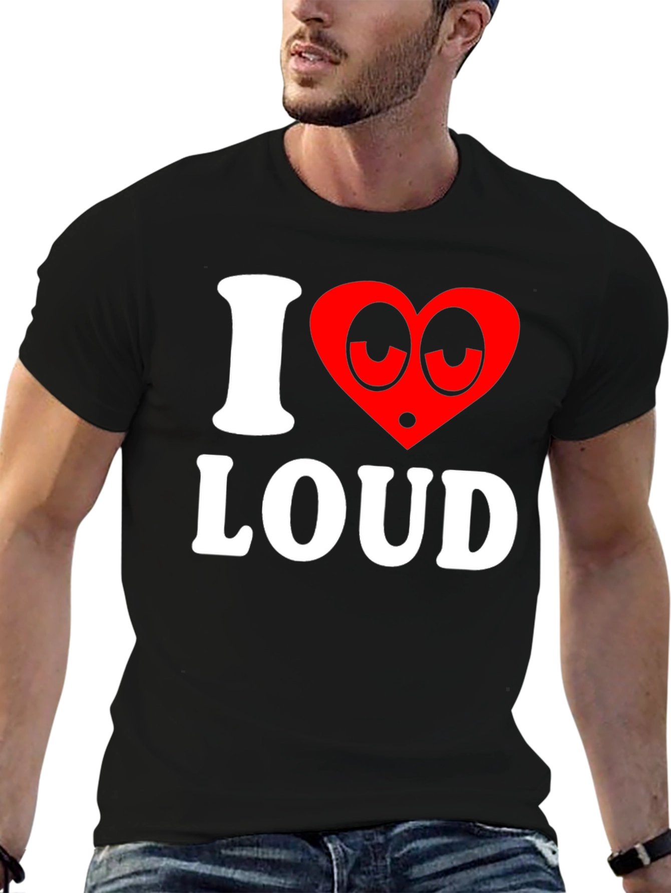 Camiseta Negra I Love Loud Divertida para Hombre