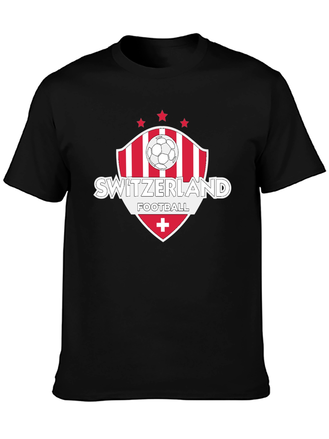 Camiseta Negra Fútbol Suiza Diseño Deportivo